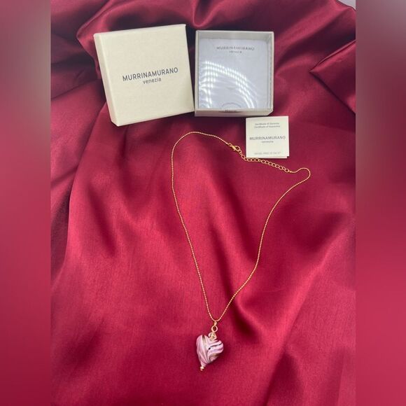 Murrina Murano Venezia Pink Heart Pendant Necklace – Authentic Murano Glass - Picture 4 of 7